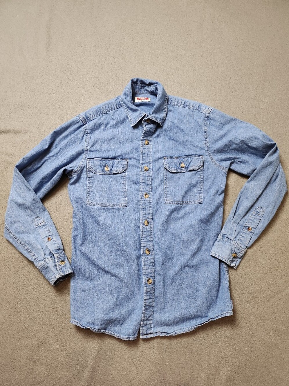 WRANGLER Men's Long Sleeve Button Down Blue Denim Shirt‎ S Cotton  Casual
